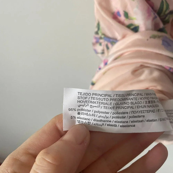 Zara Ruched Floral Halter Mini Dress Pink Purple NWOT Size Small - Picture 10 of 11